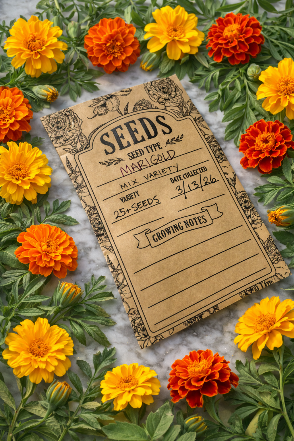 Marigold Mix Flower Seed Packet