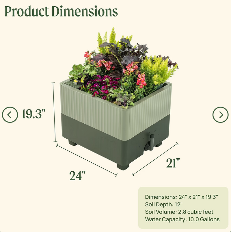EZCube Self-Watering Planter 21" x 24" + Cage & Cover Bundle