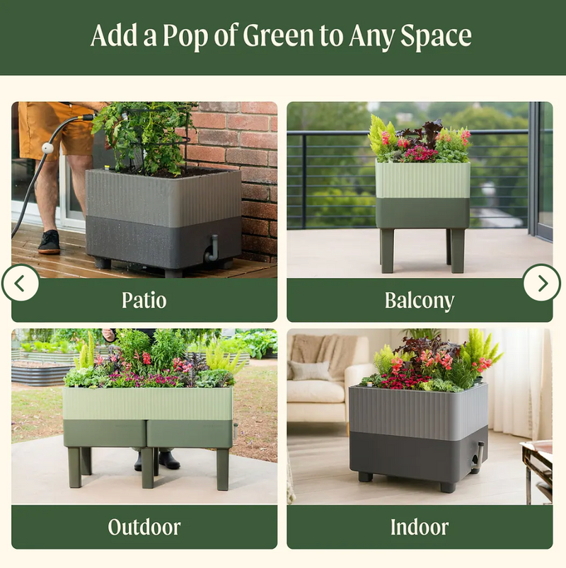 EZCube Self-Watering Planter 21" x 24" + Cage & Cover Bundle