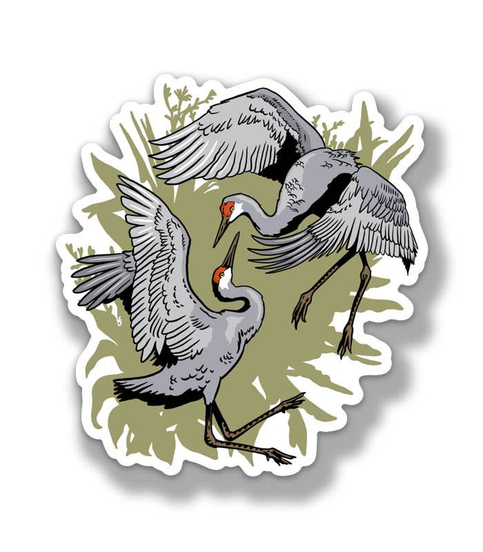 Dancing Cranes Sticker